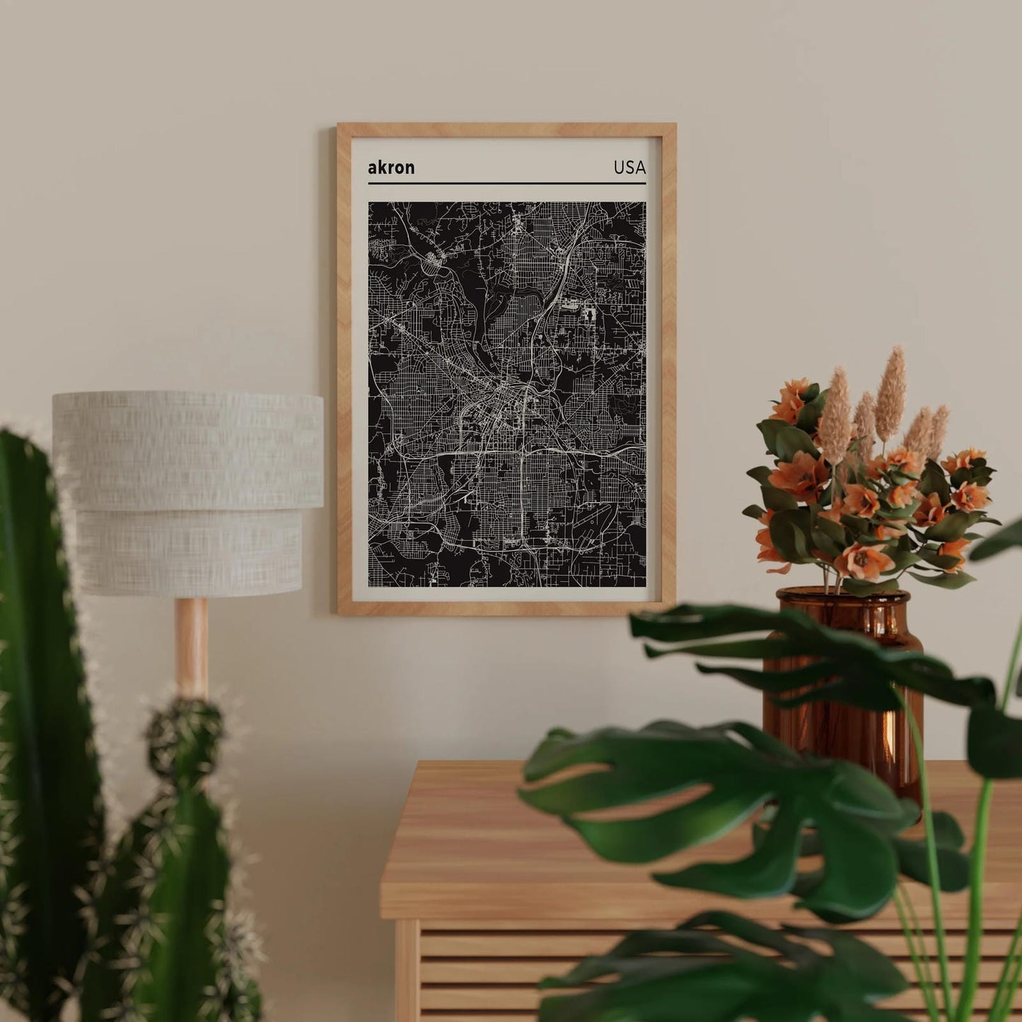 Akron - USA, City Map Poster