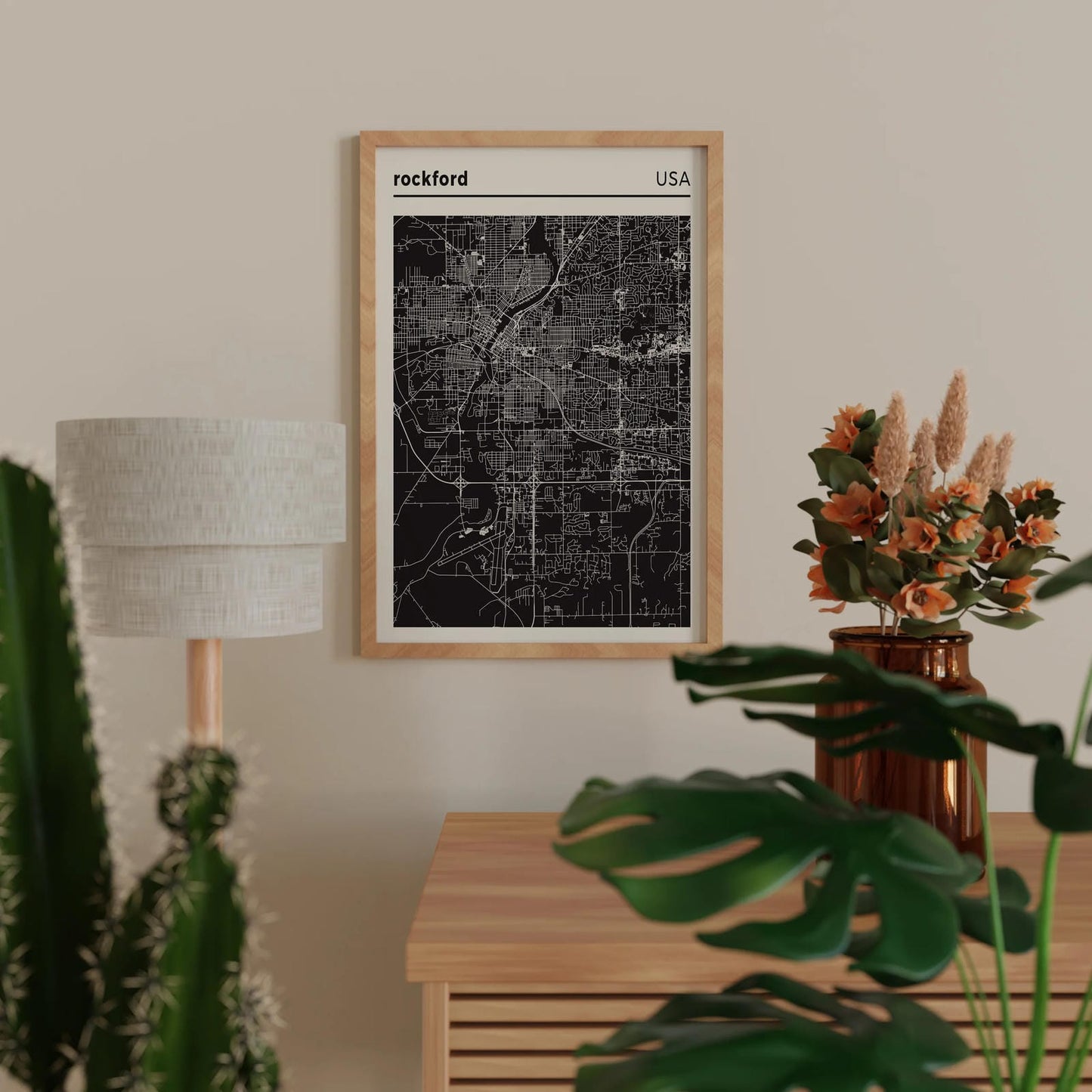 Rockford - USA, City Map Poster