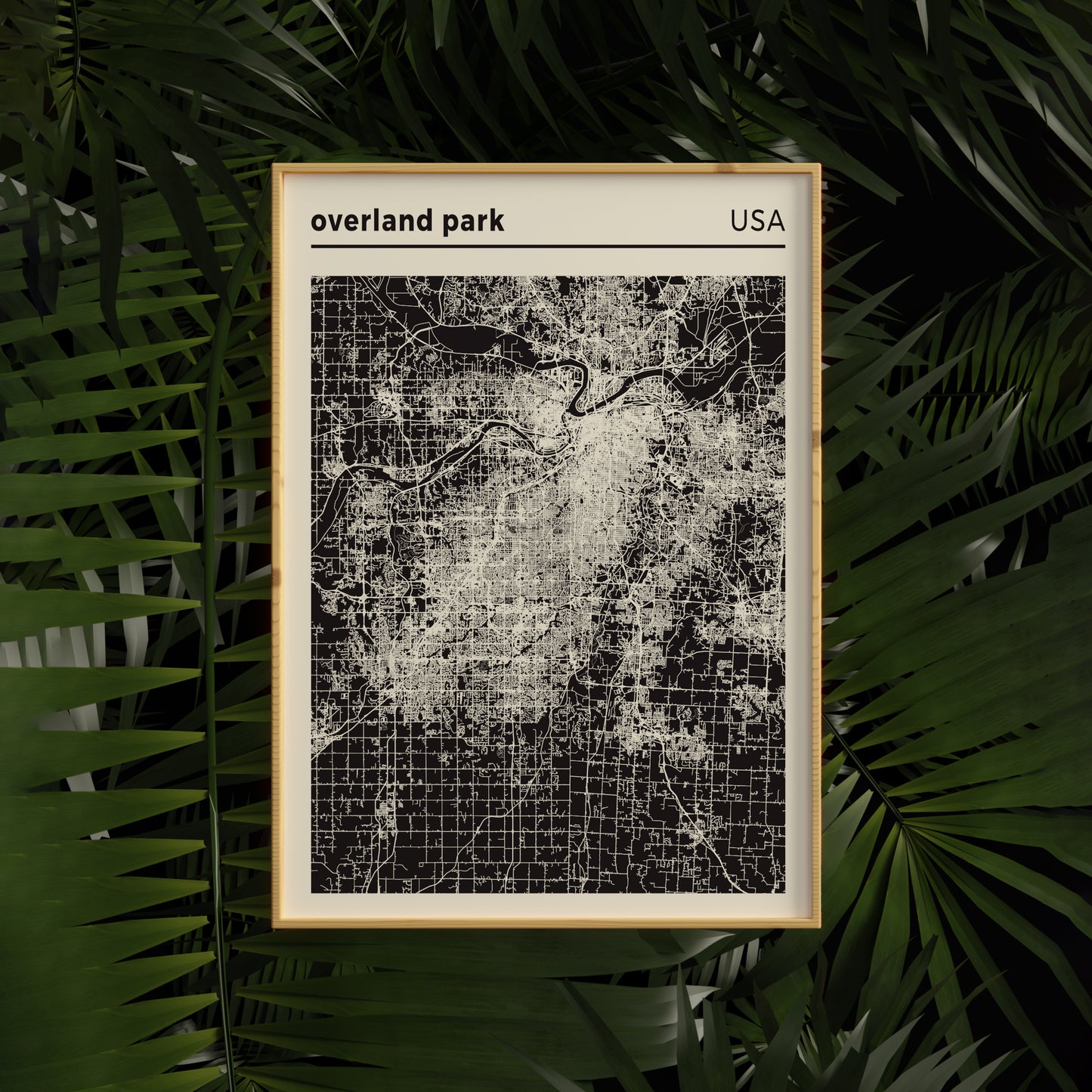 USA, Overland Park map poster