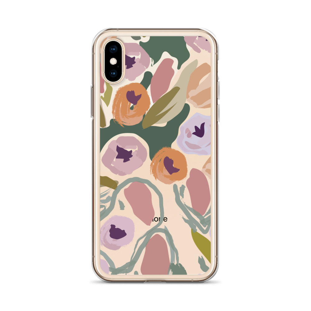 Handdrawn Floral Clear iPhone Case