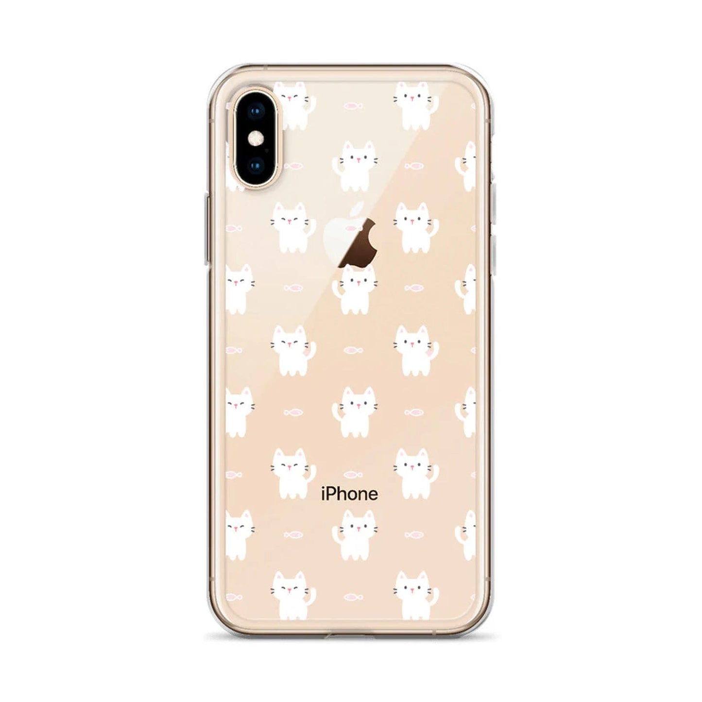 Tiny Cute White Cats Pattern iPhone Case