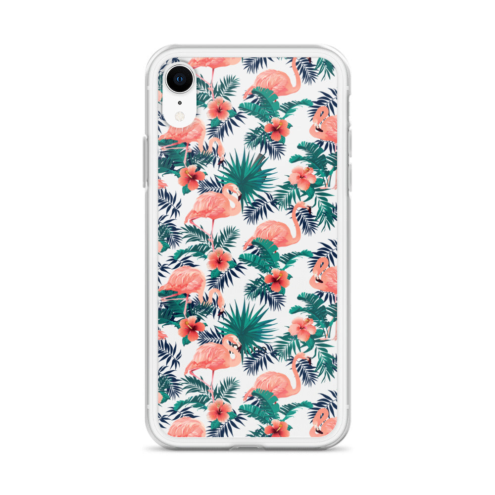 Pink Flamingo Tropical Pattern iPhone Case