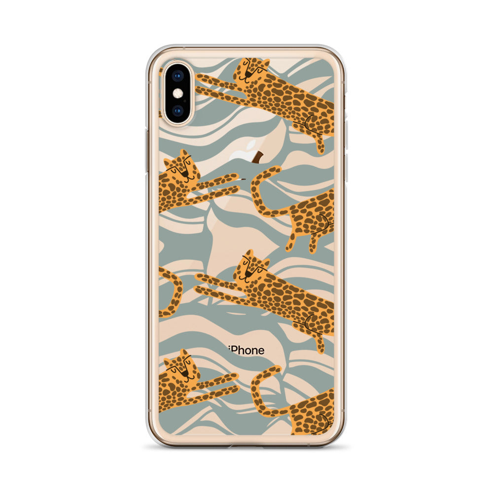 Leopard Race - blue iPhone Case