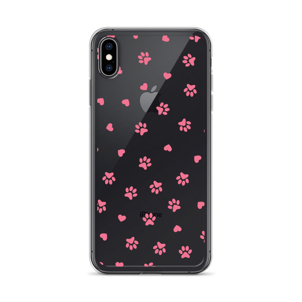 Cute Pink Tiny Paws with Hearts iPhone Case