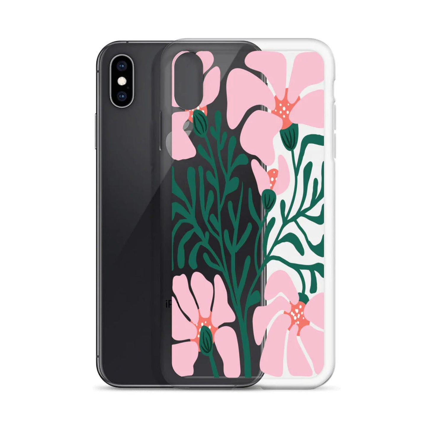 Pink Flower Botanical Clear iPhone Case