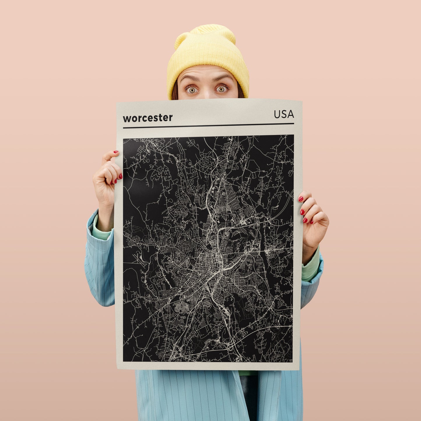 Worcester, Massachusetts Map Poster