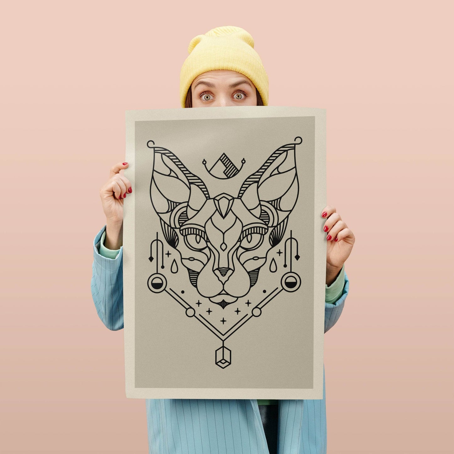 Geometric Cat Illustration - Framed or Unframed Poster - HypeSheriff Europe