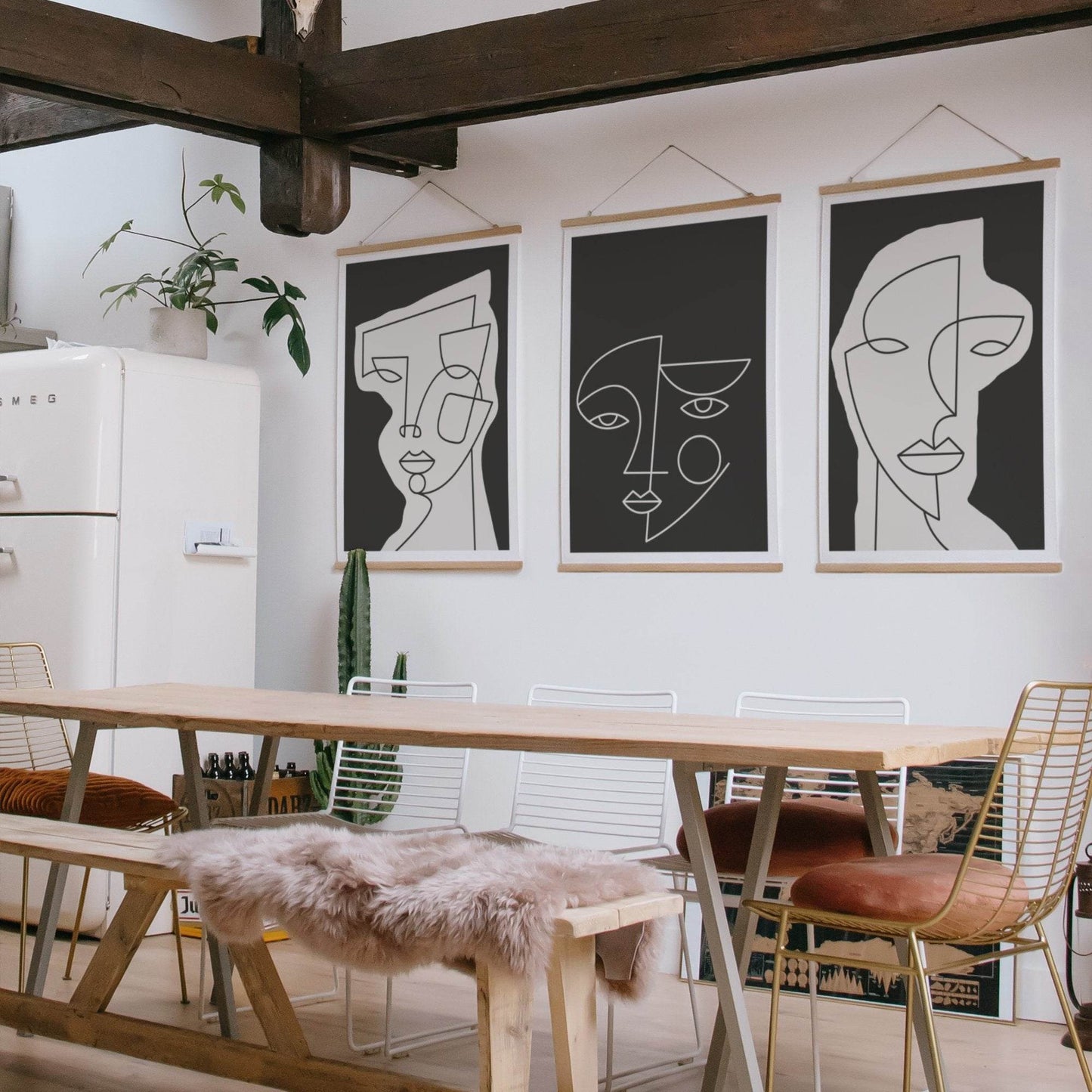 Set of 3 Line Art Cubism Posters - HypeSheriff Europe