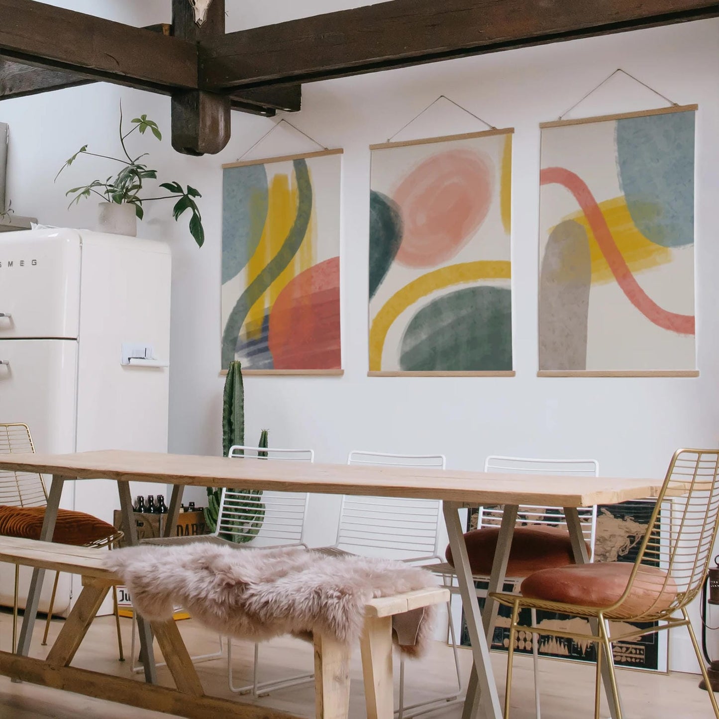 Set of 3 Abstract Hand-painted Posters