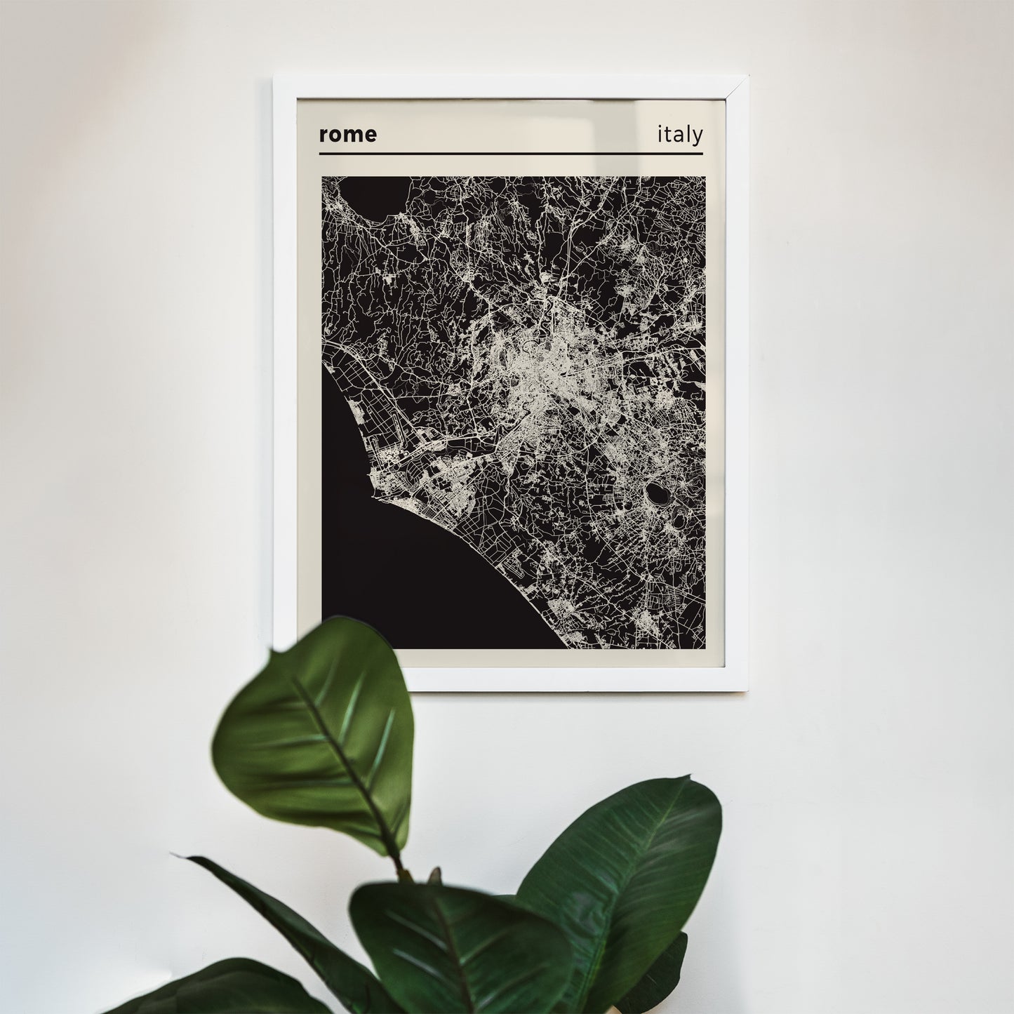 Rome City Map - Italy - Black and White Poster