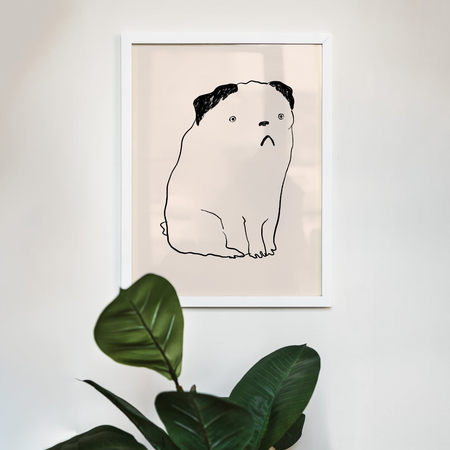 Pug Dog Line Art Minimalist Poster