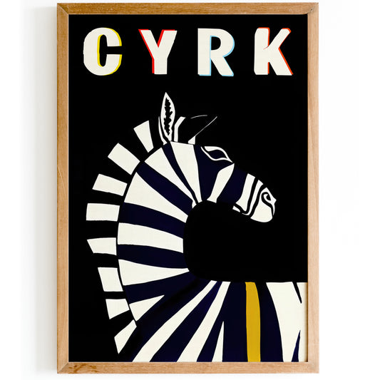 CYRK - Polish Circus Poster - Retro Zebra