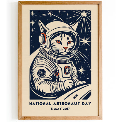 National Astronaut Day Cat Poster