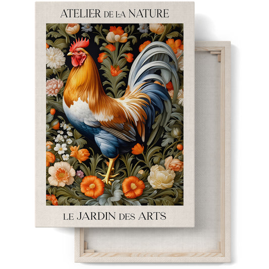 Rooster Botanical Canvas Decor - Morris Inspired