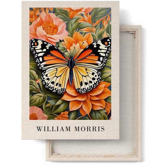 Orange Butterfly William Morris Canvas Print