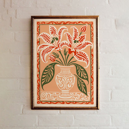 Lilium Flowers Rococo Style Art Print