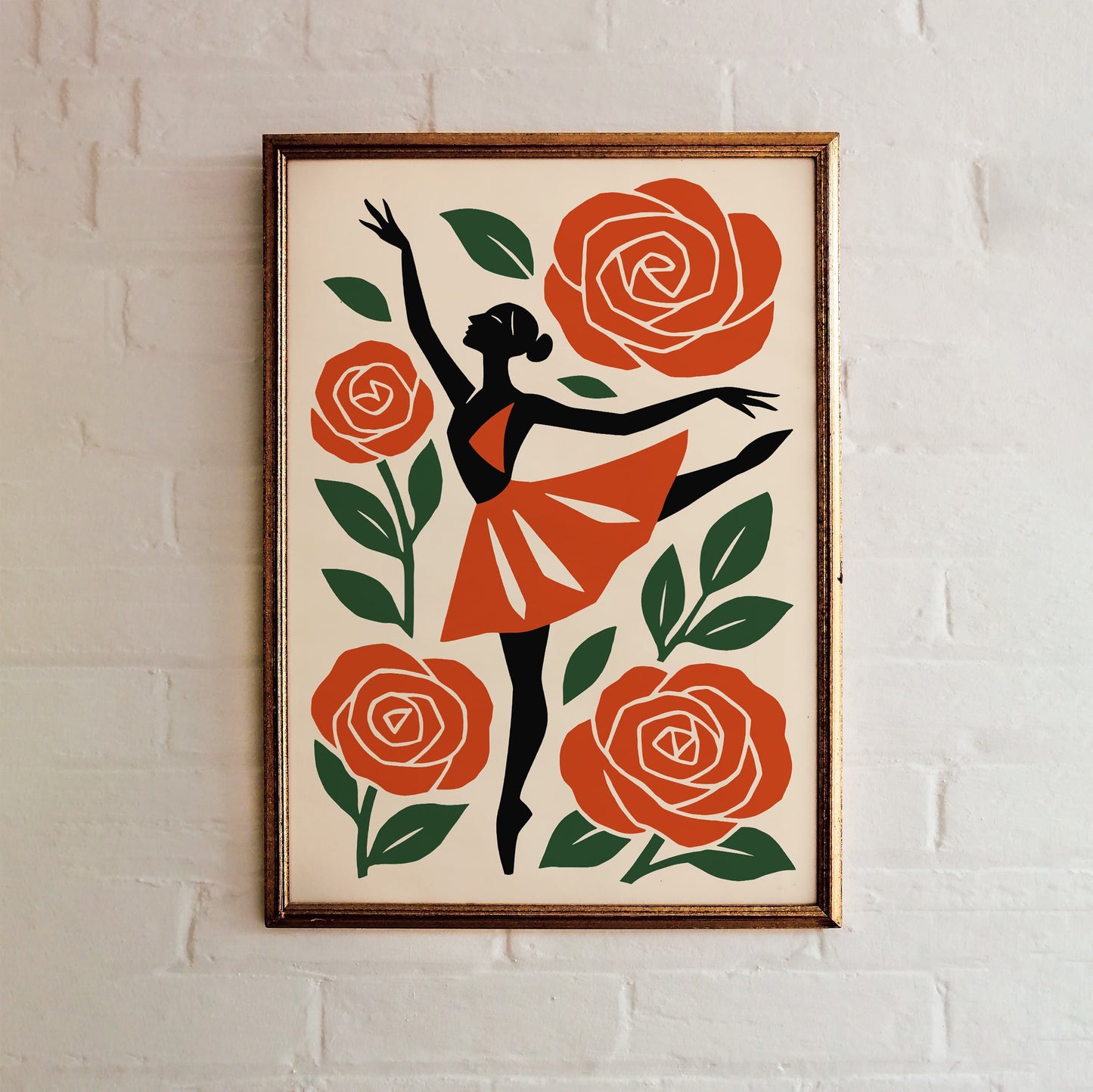 Ballerina Dancer in Roses Poster