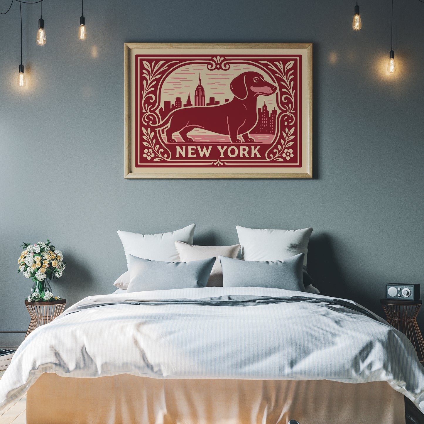 New York City Dachshund Dog Poster
