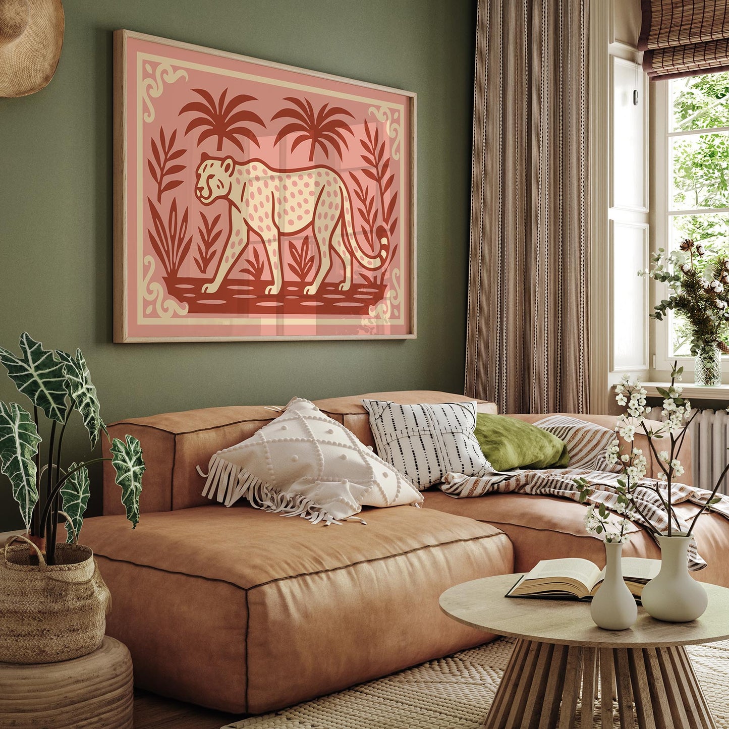 Walking Cheetah Horizontal Print - Tropical Animal Poster