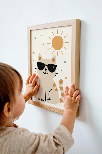Funny Summer Cat Poster – Kids Room Wall Art Decor