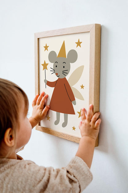 Cute Mouse Fairy Print – Scandinavian Nursery Decor