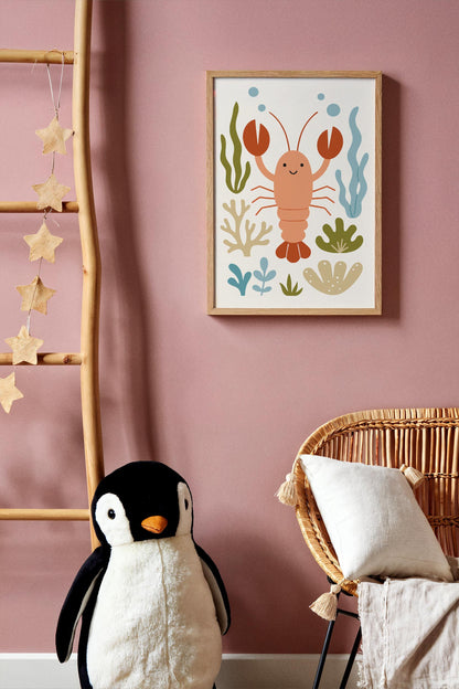 Cute Lobster Poster – Nautical Kids Wall Art