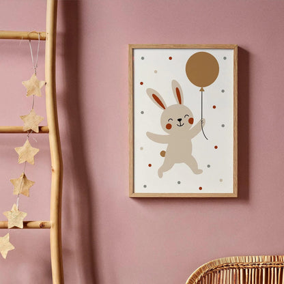 Cute Bunny with Balloon Poster