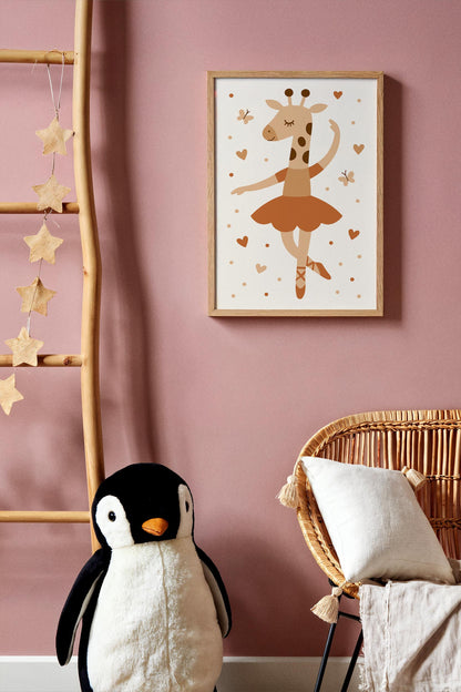 Cute Giraffe Ballerina Print - Kids Wall Ar