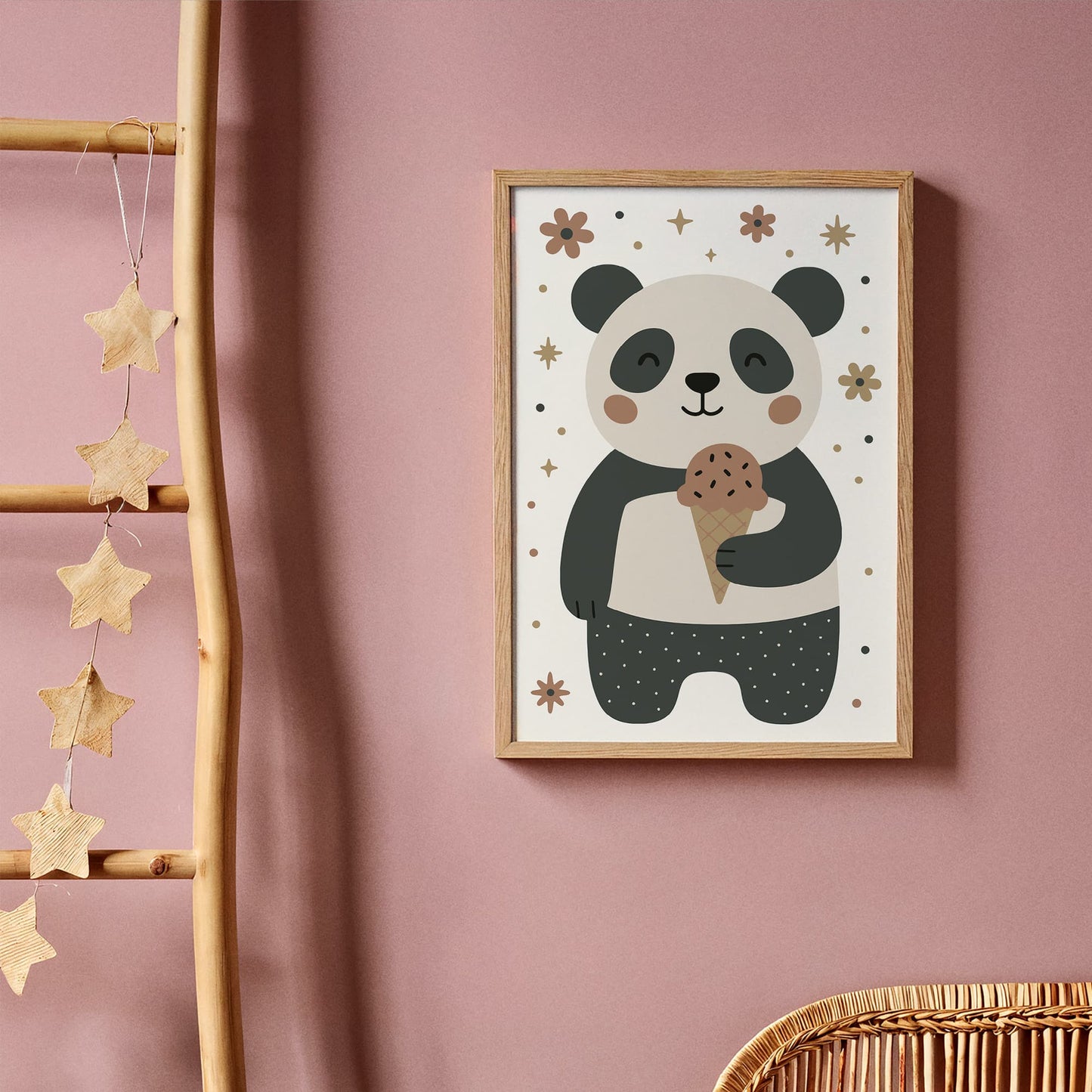 Cute Panda Ice Cream Poster - Adorable Animal Wall Art