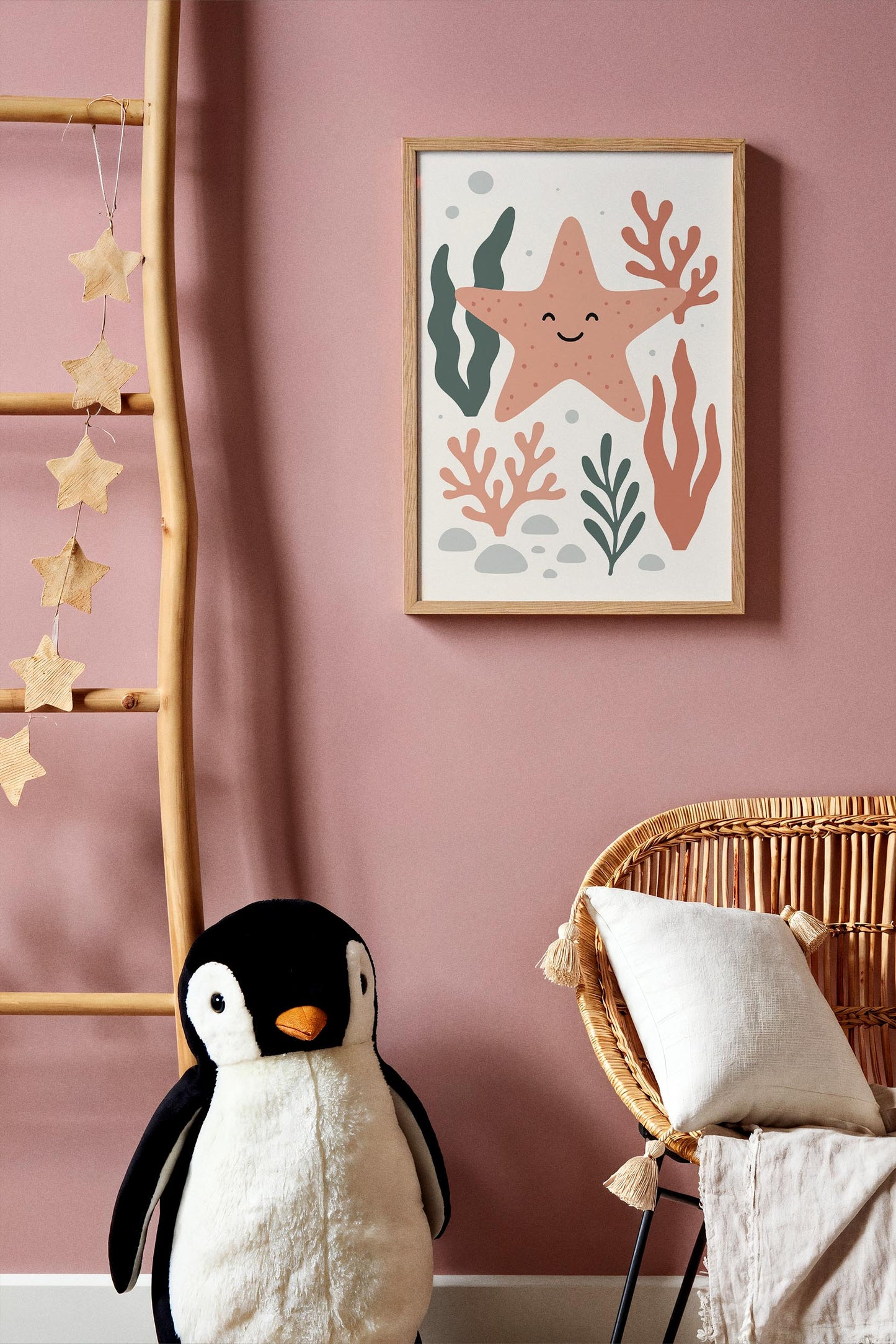 Pink Starfish Poster – Coastal Kids Wall Art