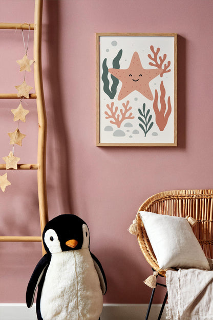 Pink Starfish Poster – Coastal Kids Wall Art