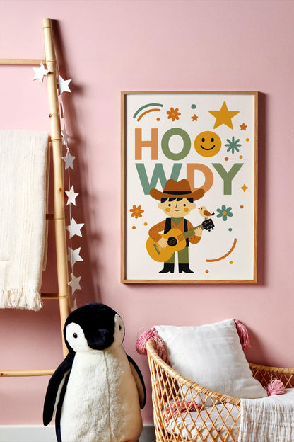 Howdy Cowboy Poster – Western Kids Wall Art