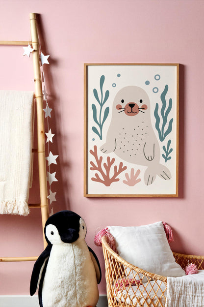 Cute Seal Poster – Kids Room Wall Art