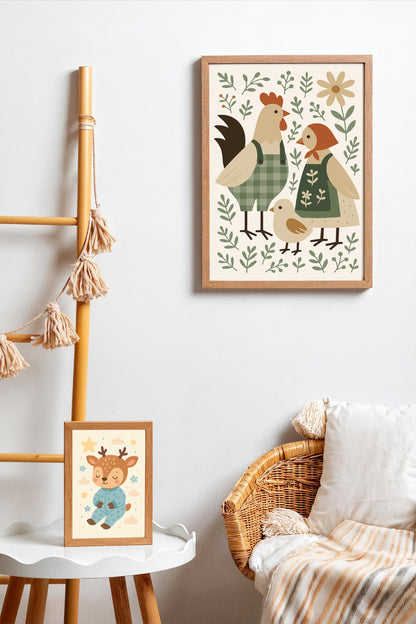 Chicken Family Poster – Farmhouse Animal Wall Art
