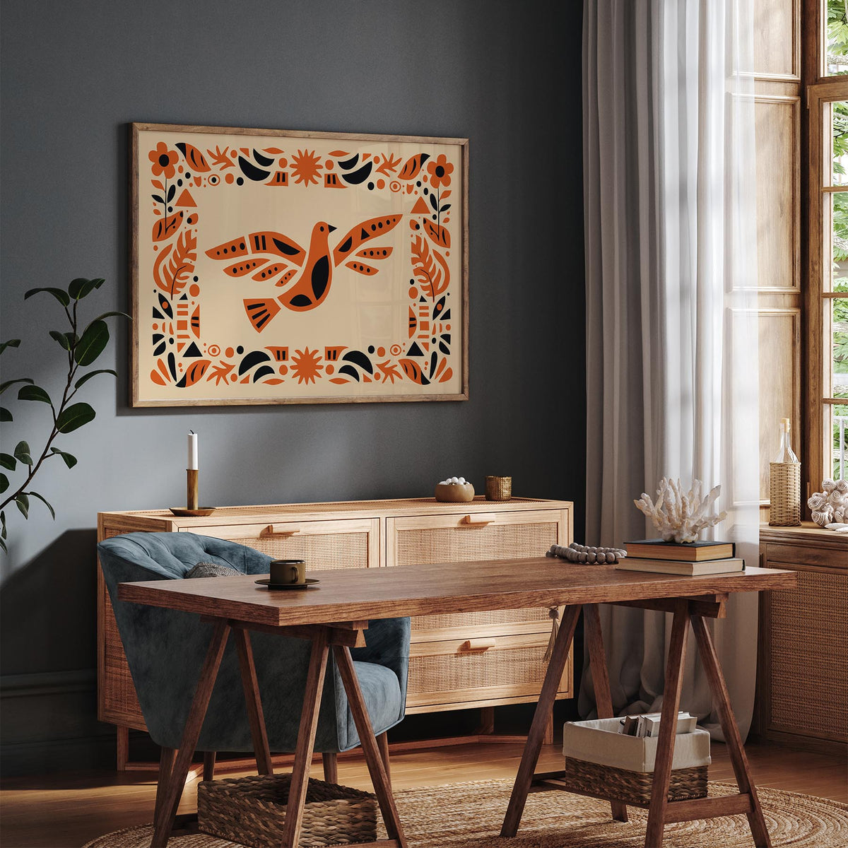 Afrohemian Bird Boho Art Poster
