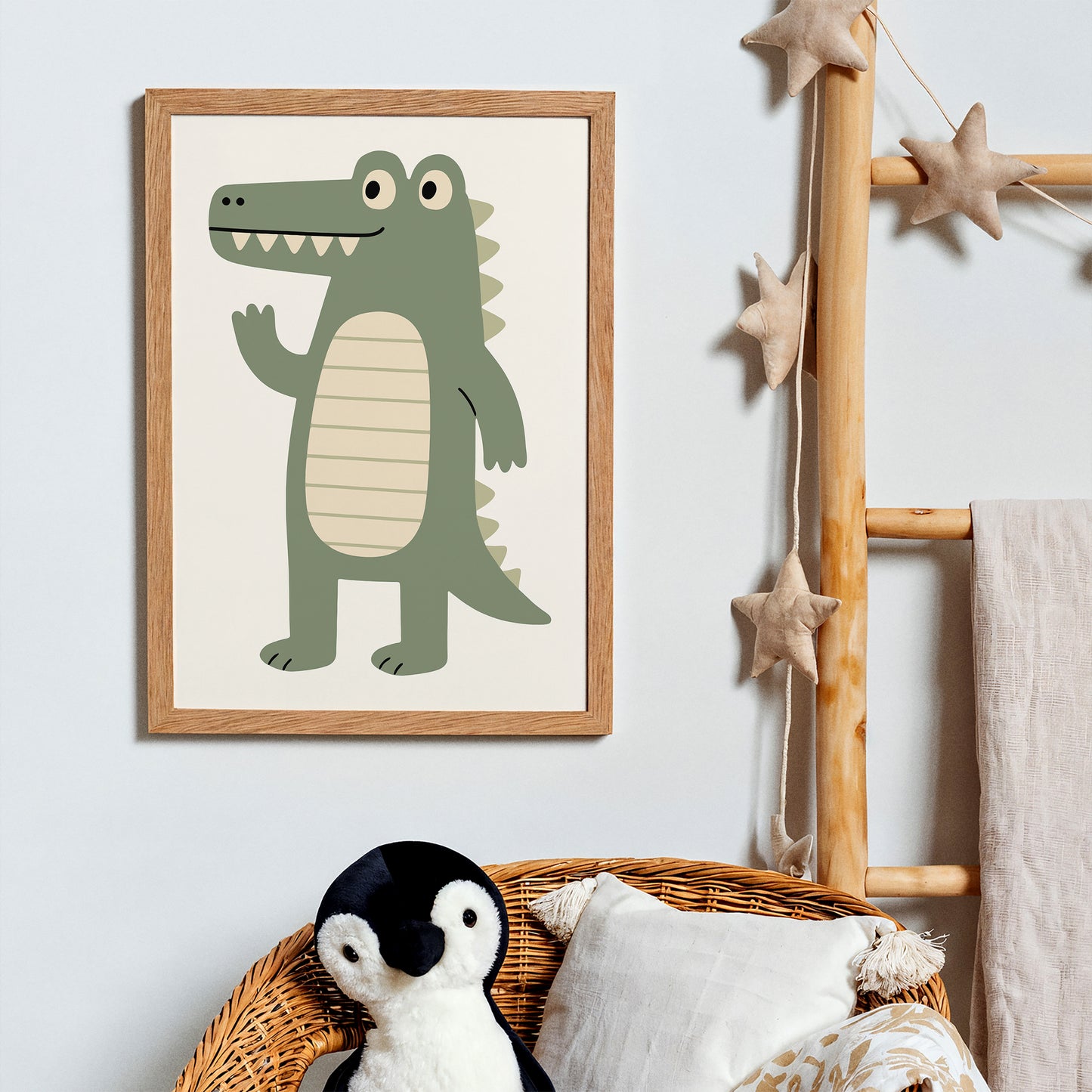 Cute Friendly Crocodil Art Print - Kids Room Wall Decor
