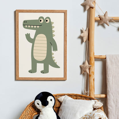Cute Friendly Crocodil Art Print - Kids Room Wall Decor