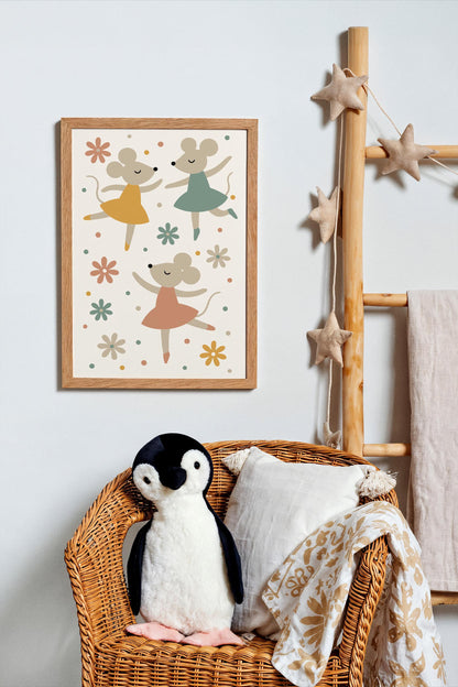 Little Mice Ballet Print - Cute Kids Wall Art