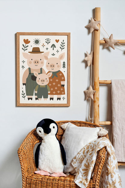 Pig Family Print - Farmhouse Kids Wall Art