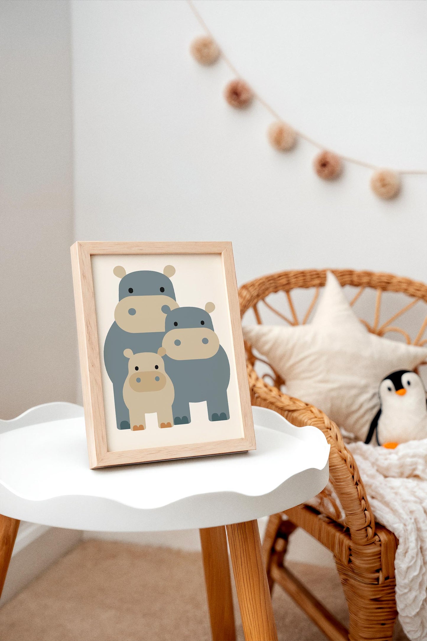 Hippo Family Wall Art – Scandinavian Animal Print