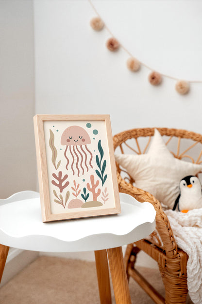Pink Jellyfish Poster – Ocean Nursery Wall Art