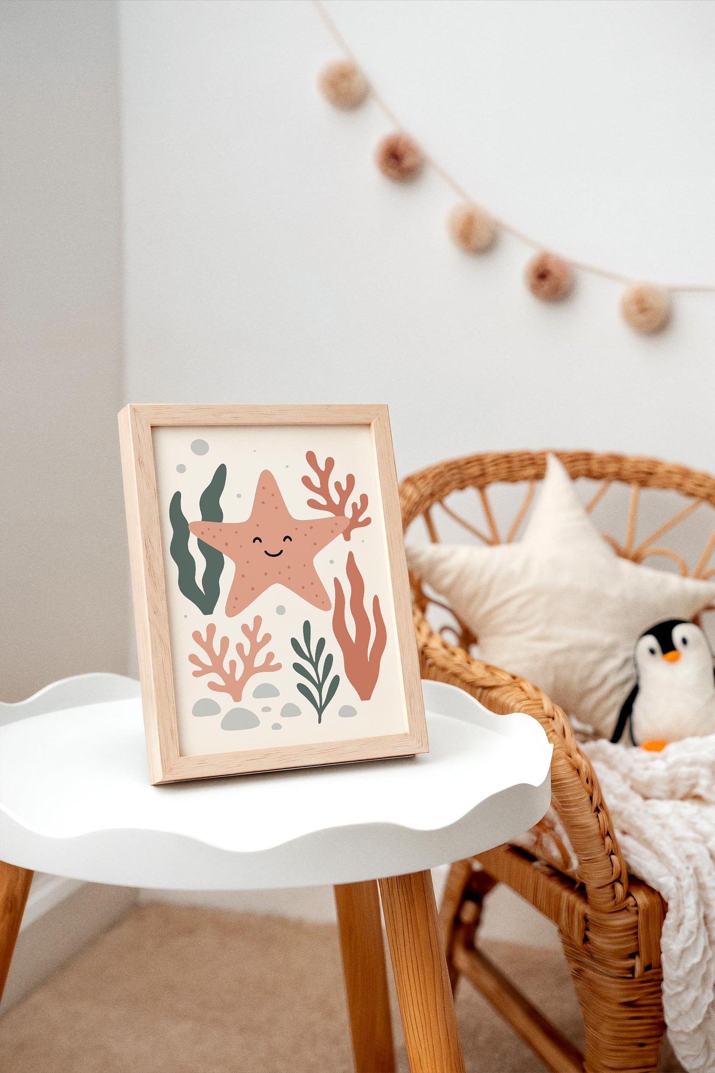 Pink Starfish Poster – Coastal Kids Wall Art