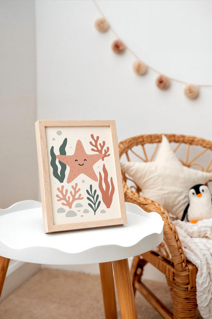Pink Starfish Poster – Coastal Kids Wall Art