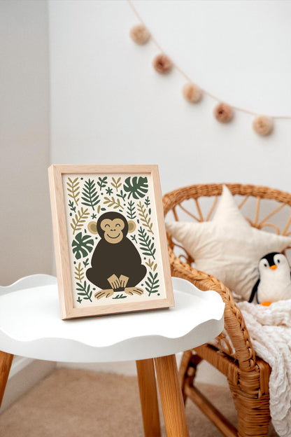 Friendly Monkey Print - Jungle Kids Wall Art