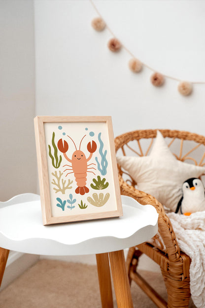 Cute Lobster Poster – Nautical Kids Wall Art