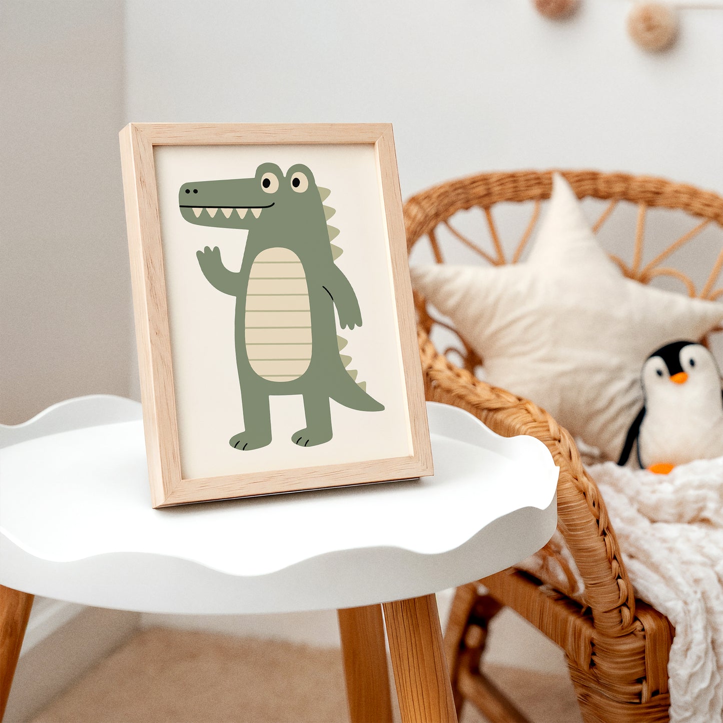 Cute Friendly Crocodil Art Print - Kids Room Wall Decor
