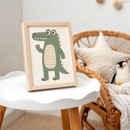 Cute Friendly Crocodil Art Print - Kids Room Wall Decor
