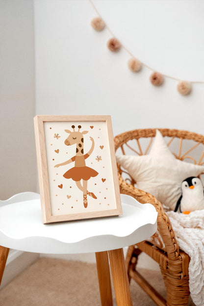 Cute Giraffe Ballerina Print - Kids Wall Ar