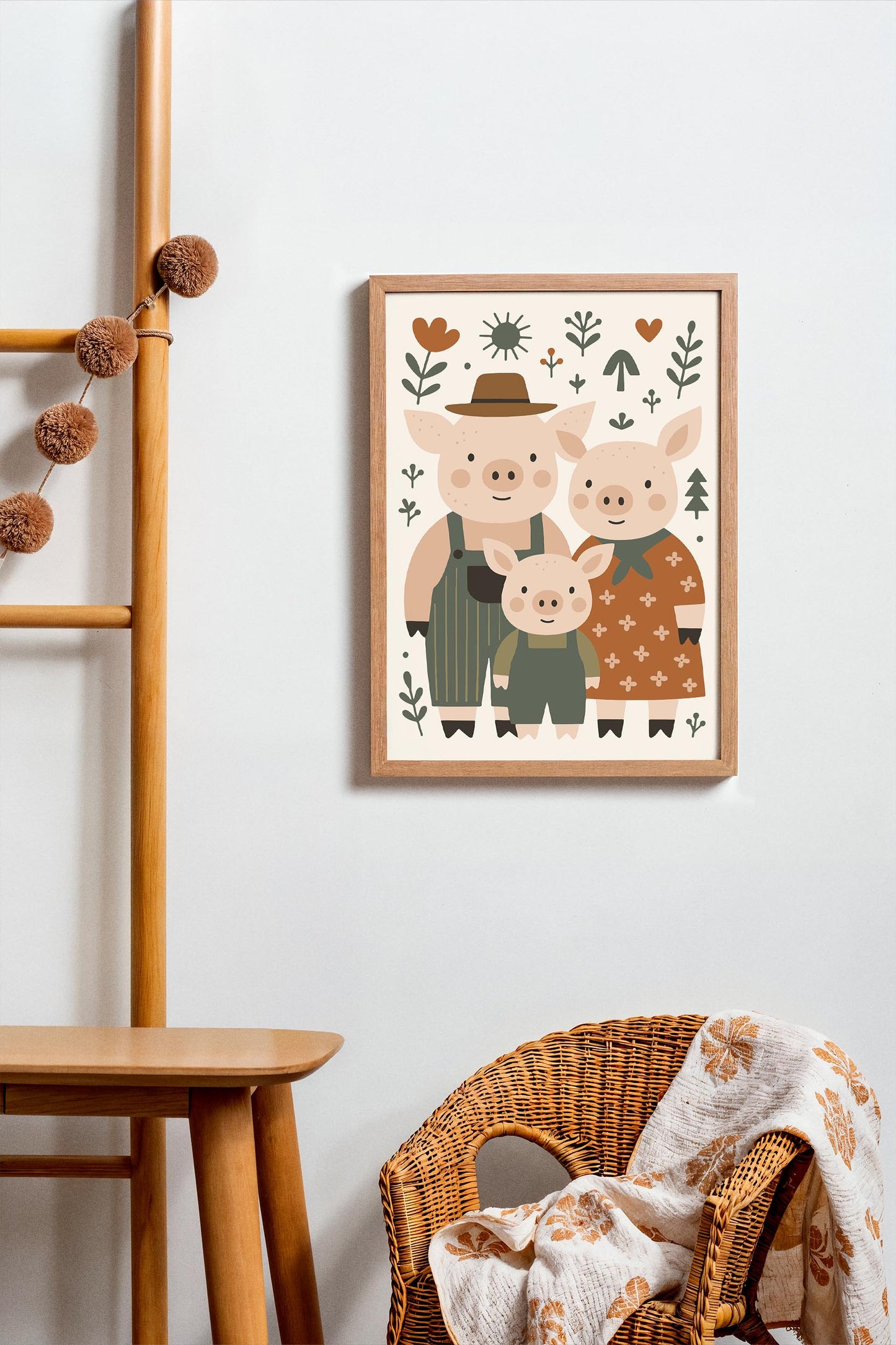 Pig Family Print - Farmhouse Kids Wall Art