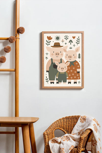 Pig Family Print - Farmhouse Kids Wall Art